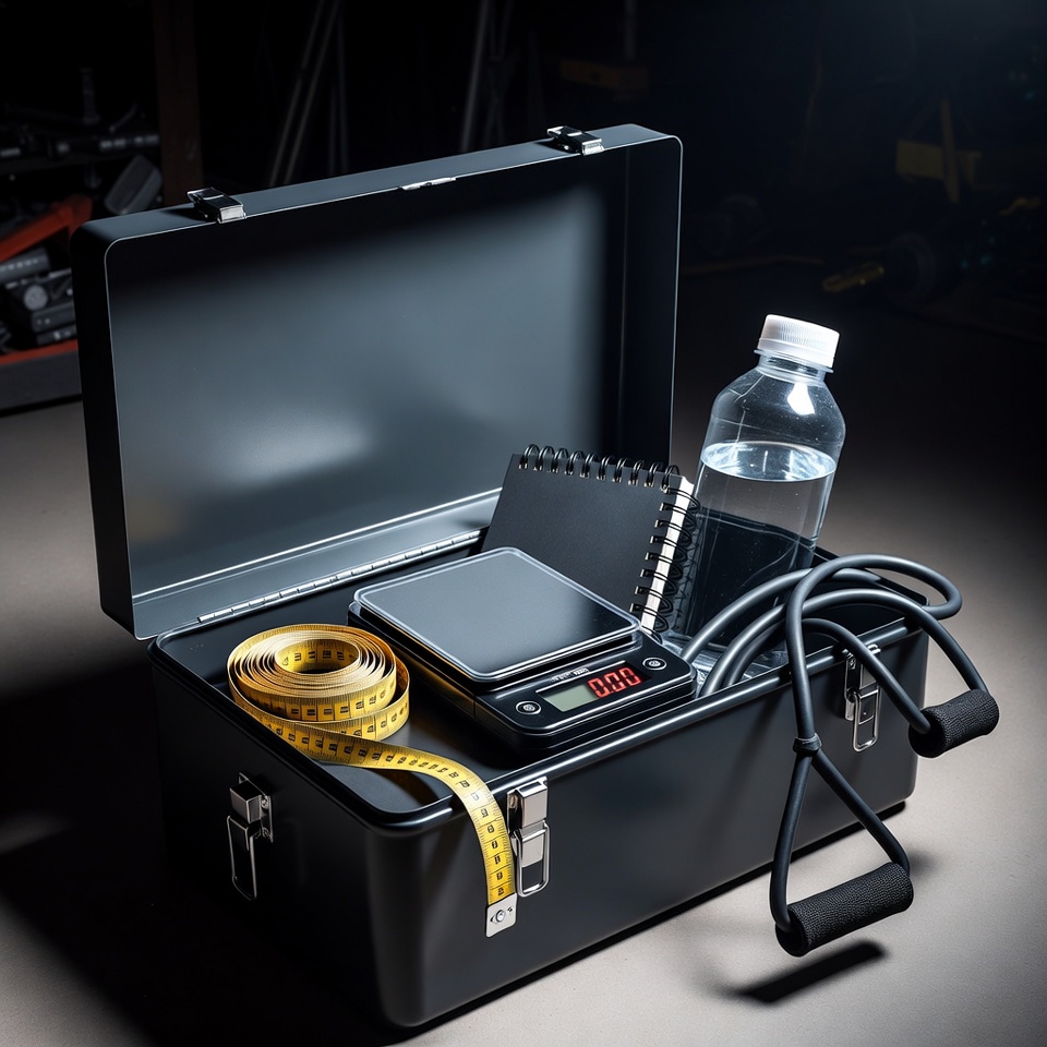 Toolbox opening to reveal health and fitness tools inside